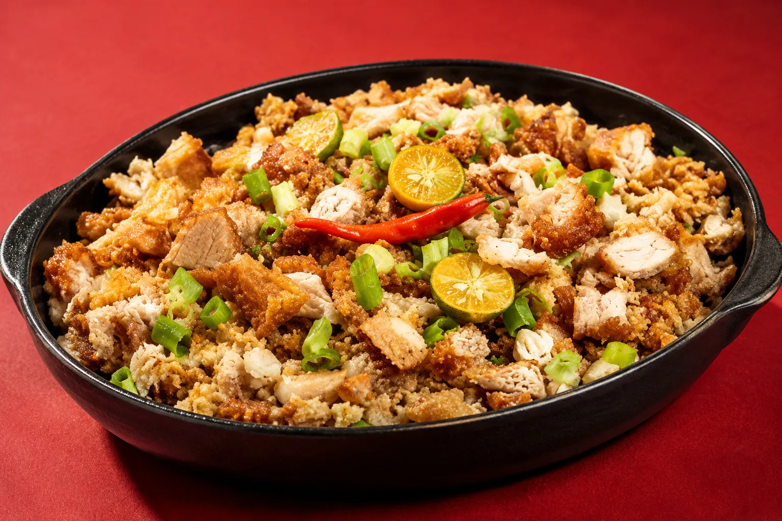 Sizzling Pork Sisig at Mar's Sisig Winnipeg — chargrilled pork with citrus, onion, chili and egg